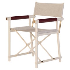 Silla de director moderna para exteriores con detalles de cuero