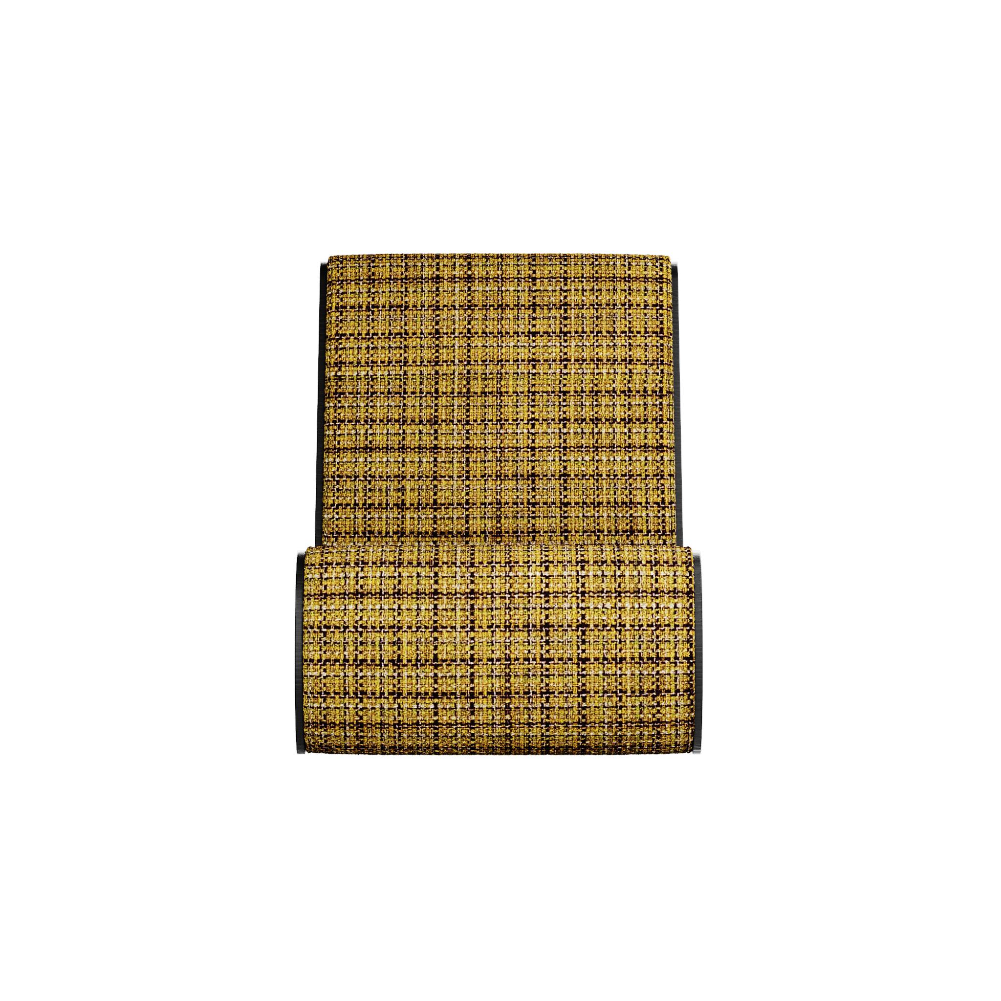 Portugais The Moderns Foldes Lounge Armchair in Brown Beige Pattern Fabric & Wood  en vente