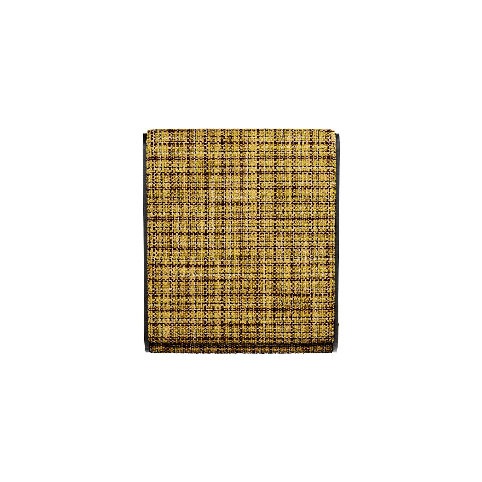Fait main The Moderns Foldes Lounge Armchair in Brown Beige Pattern Fabric & Wood  en vente