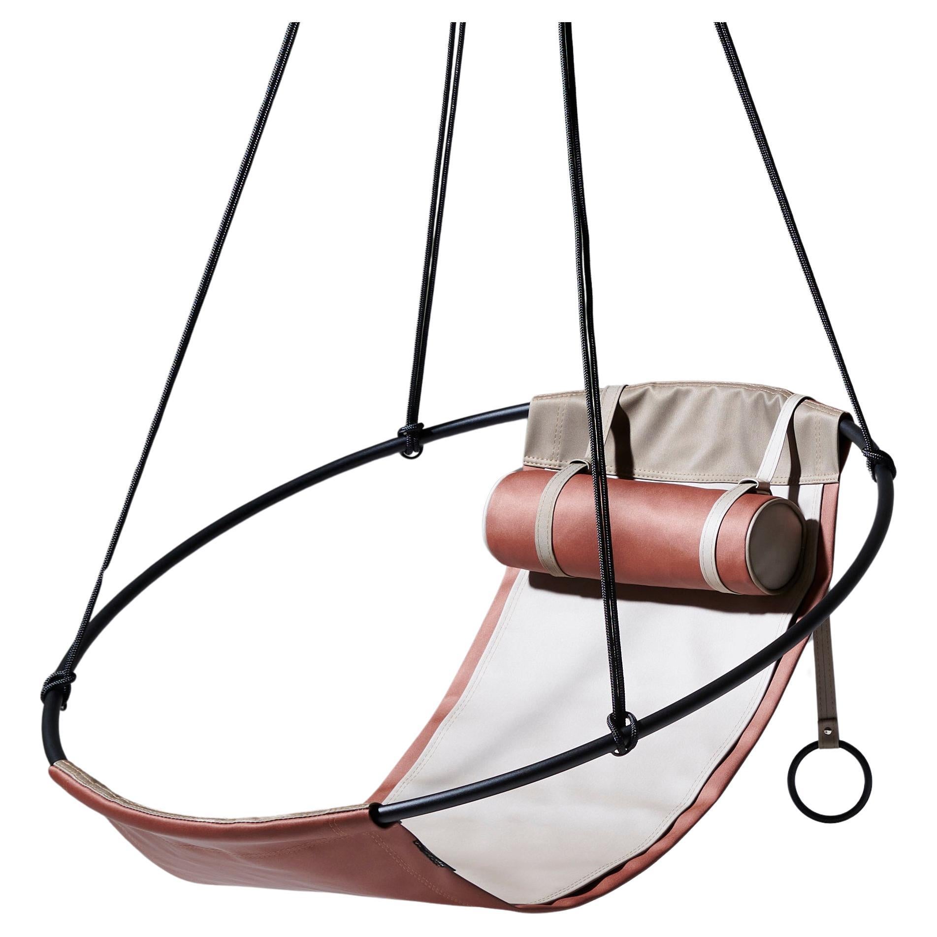 Modern Outdoor Garden Swing Chair in Earth Tones For Sale