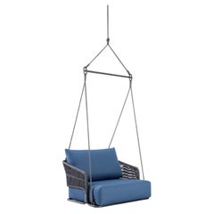Modern Outdoor Hanging Chair with Cushion, Patio Swing Chair, Blue