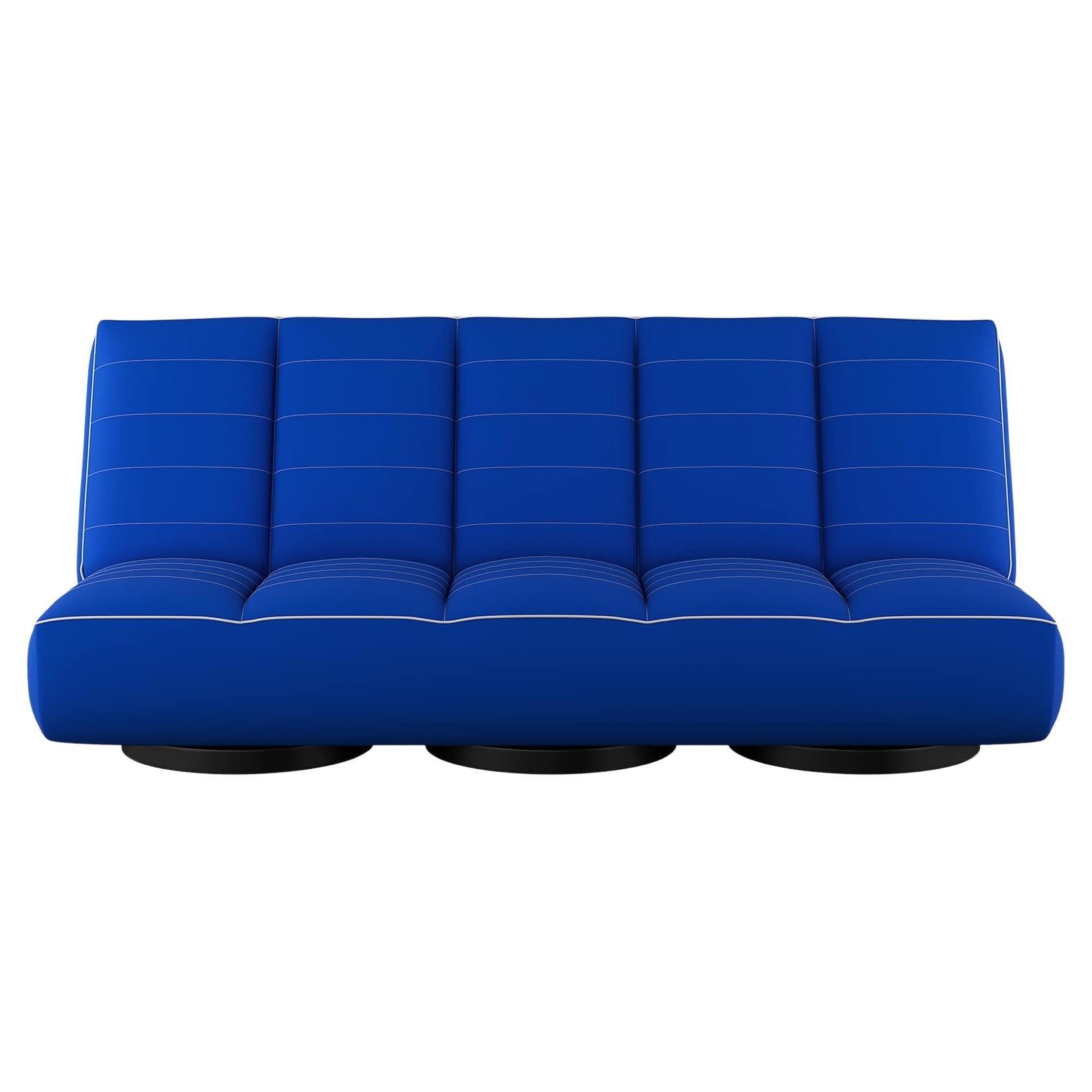 Modern Outdoor Indigo Blue Sofa Folding Daybed Upholstered Bouclé White Details
