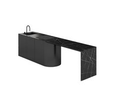 cuisine d'extérieur sur mesure avec marbre Emperador et acier inoxydable