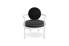 Exterior Lounge Chair in Black Stainless Steel with Black Water-Repellent Fabric