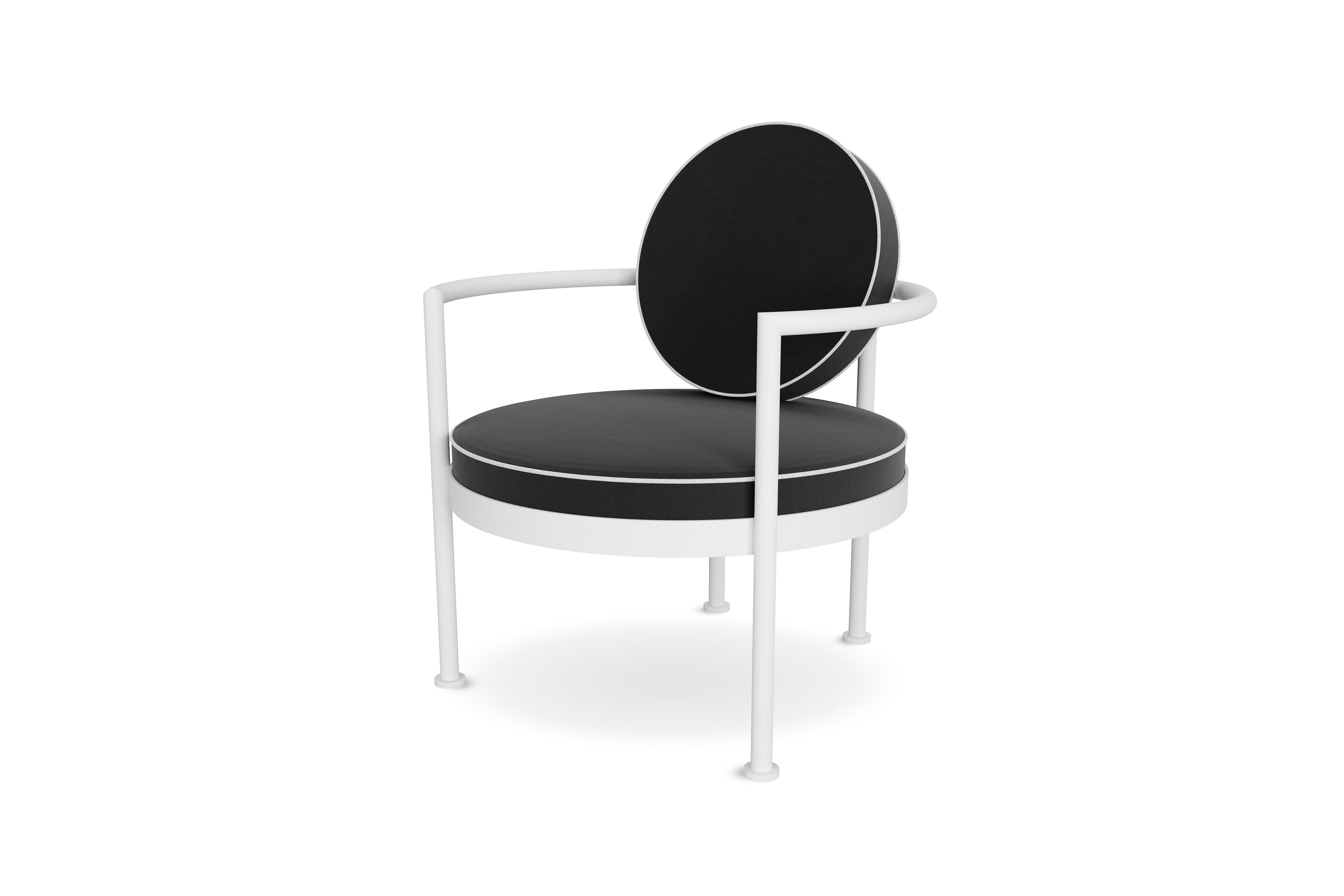 Sillón Exterior de Acero Inoxidable Negro con Tejido Hidrófugo Negro Moderno en venta