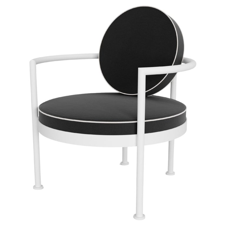 Modern Outdoor Lounge Chair Black Stainless Steel Black Waterproof Fabric For Sale at 1stDibs