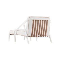 Patio Lounge Chair with Smooth White Leather Straps