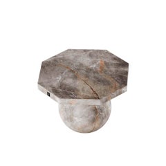 Modern Outdoor Pollock Sphere Side Table Parasol Base Fior Di Bosco Grey Marble