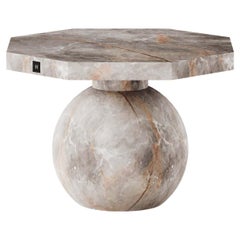 Modern Outdoor Pollock Sphere Side Table Parasol Base Fior Di Bosco Grey Marble