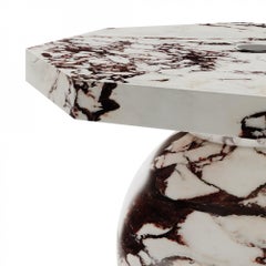 Modern Outdoor Pollock Sphere Side Table Parasol Base Polished Calacatta Marble