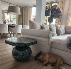 Modern Outdoor Pollock Sphere Side Table Parasol Base Polished Green Marble