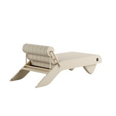 Modern Outdoor Reclining Daybed Sun Lounger Upholstered Beige Stripes by HOMMÉS