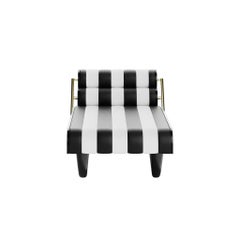 Modern Reclining Daybed Lounge Chair Upholstered Black & White