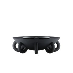 Modern Outdoor Round  Fire Pit Black Textured Stainless Steel