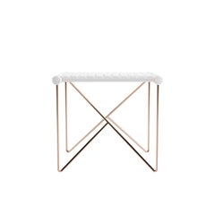 Noa Outdoor Side Table by Myface: White Aluminum with Copper Legs