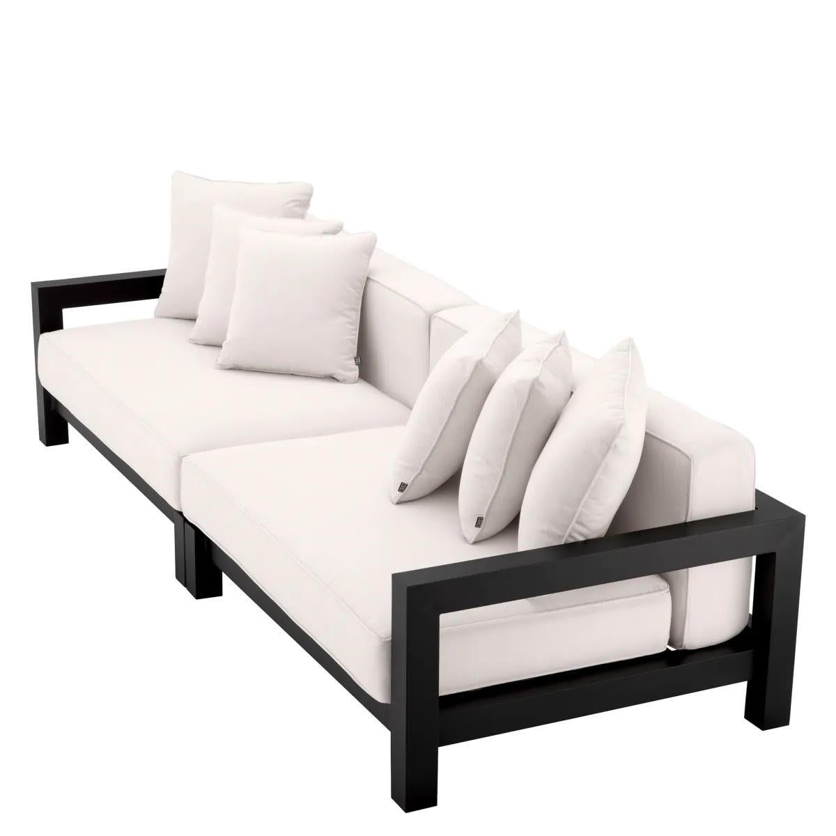 Moderne Canapé d'extérieur moderne, finition noire, tissu Sunbrella. en vente