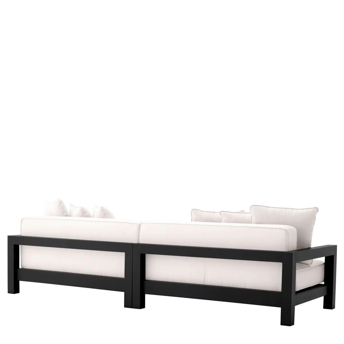 Canapé d'extérieur moderne, finition noire, tissu Sunbrella. Neuf - En vente à Saint-Ouen, FR