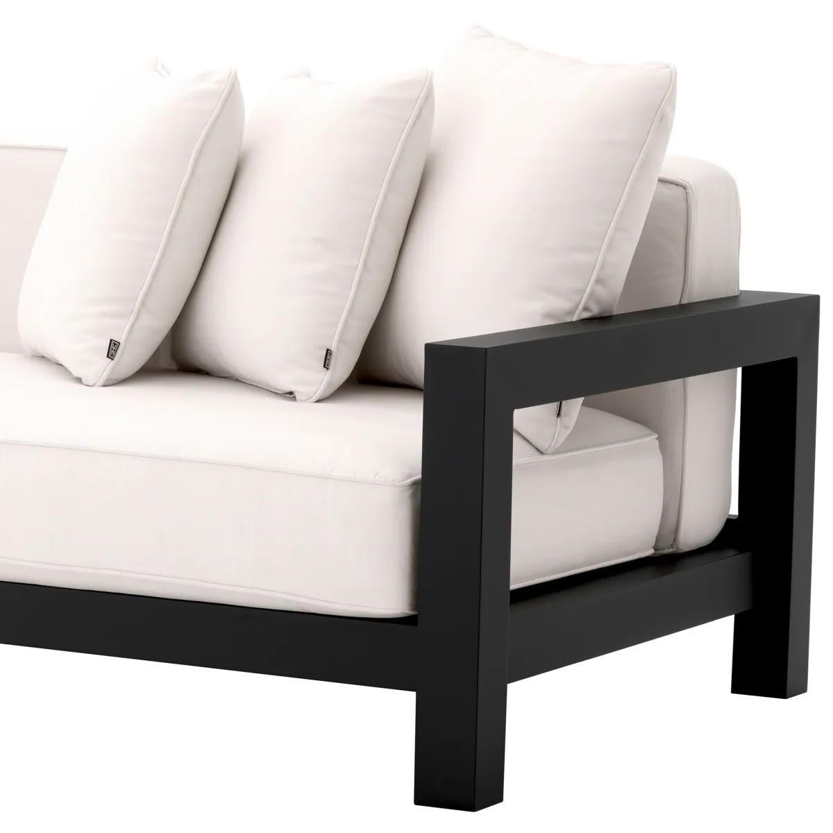 XXIe siècle et contemporain Canapé d'extérieur moderne, finition noire, tissu Sunbrella. en vente