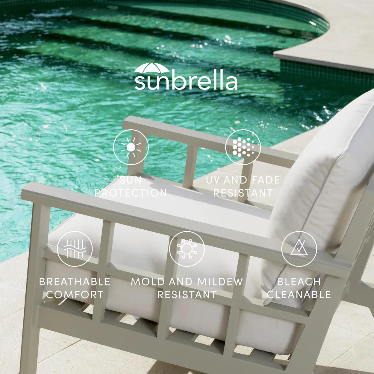 Aluminium Canapé d'extérieur moderne, finition noire, tissu Sunbrella. en vente