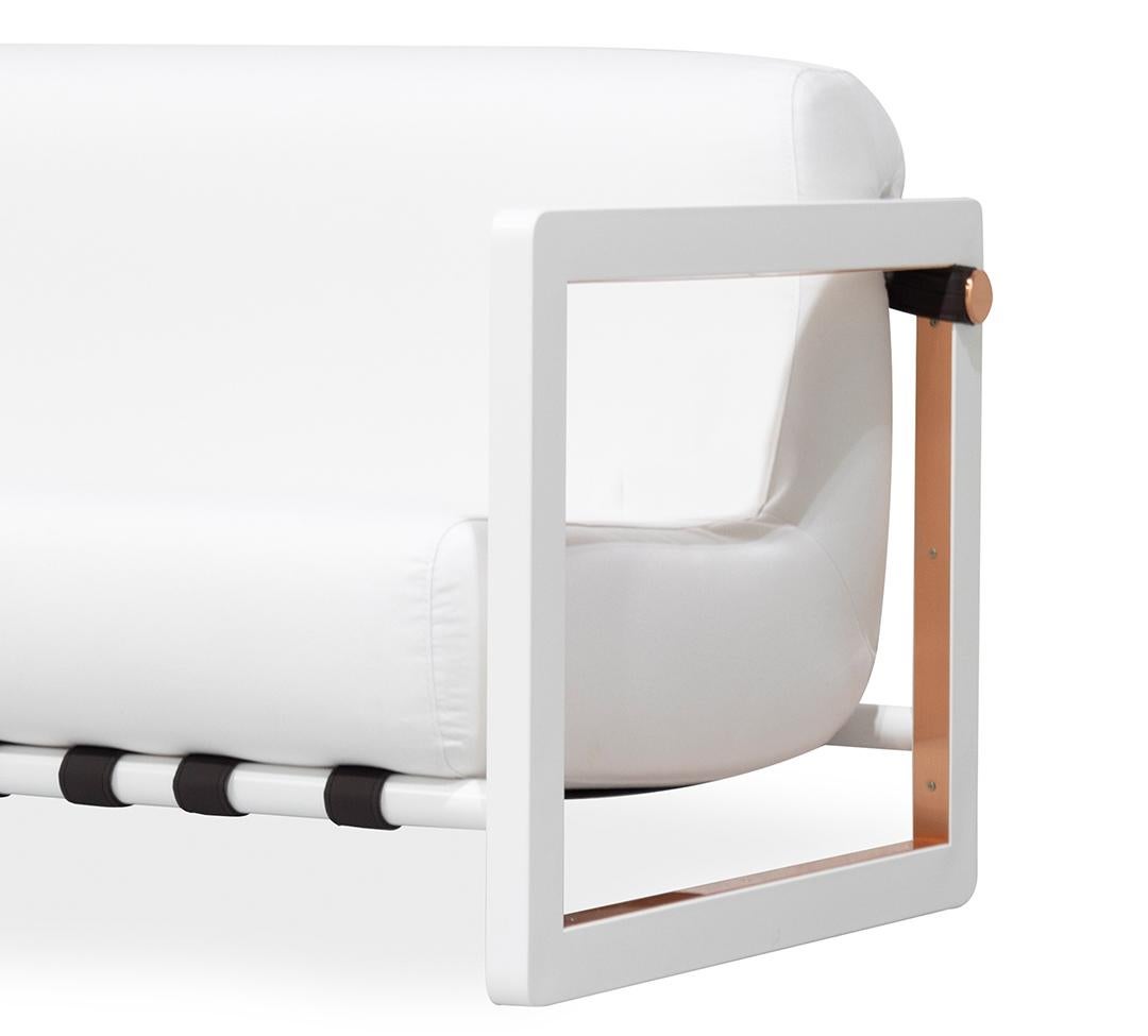 Minimal Outdoor Sofa Verkupfert Edelstahl Wasserdicht Stoff Weiß (Moderne) im Angebot