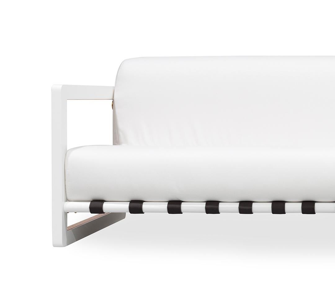 Minimal Outdoor Sofa Verkupfert Edelstahl Wasserdicht Stoff Weiß (Portugiesisch) im Angebot