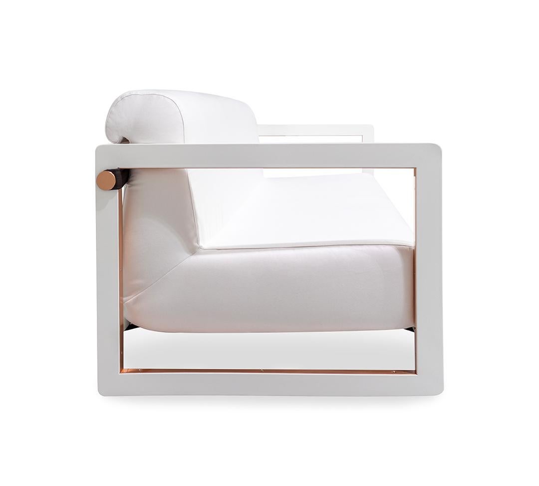 Minimal Outdoor Sofa Verkupfert Edelstahl Wasserdicht Stoff Weiß (21. Jahrhundert und zeitgenössisch) im Angebot