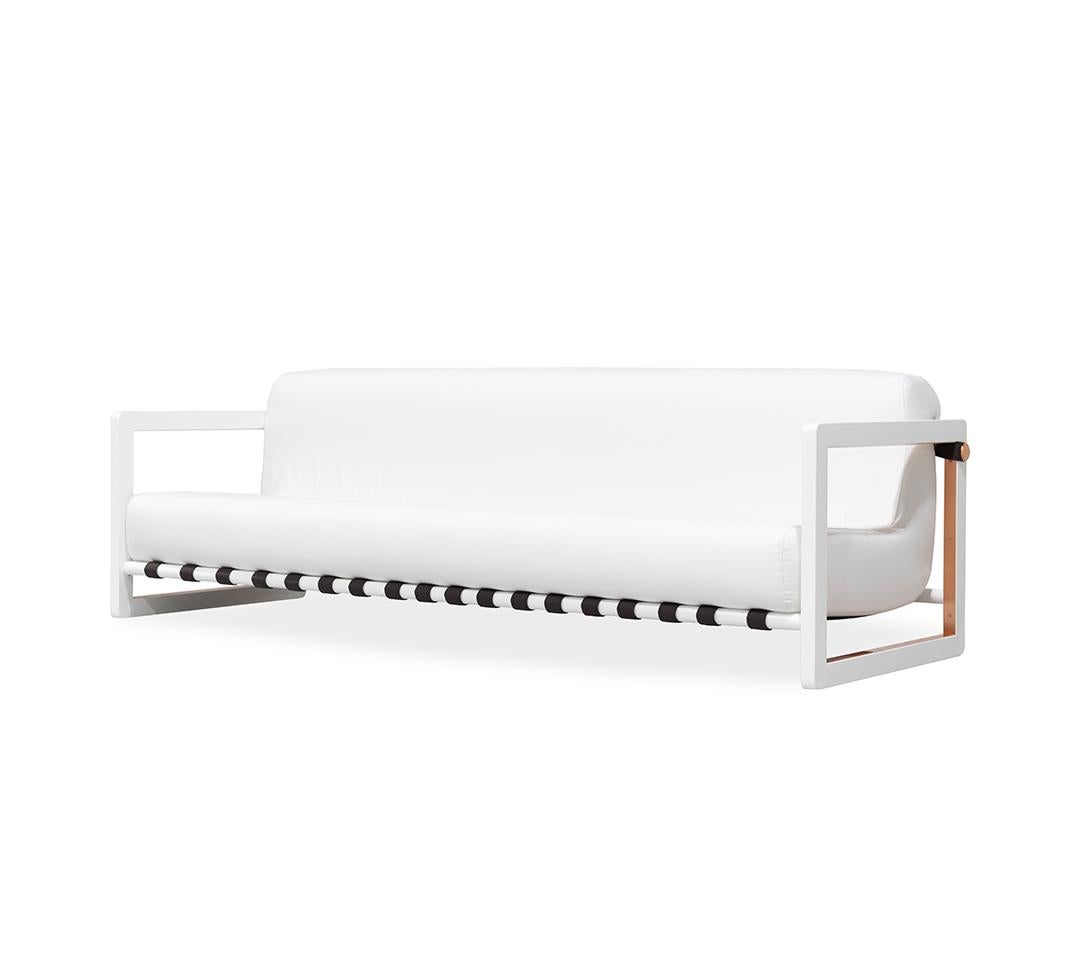 Minimal Outdoor Sofa Verkupfert Edelstahl Wasserdicht Stoff Weiß im Angebot 1