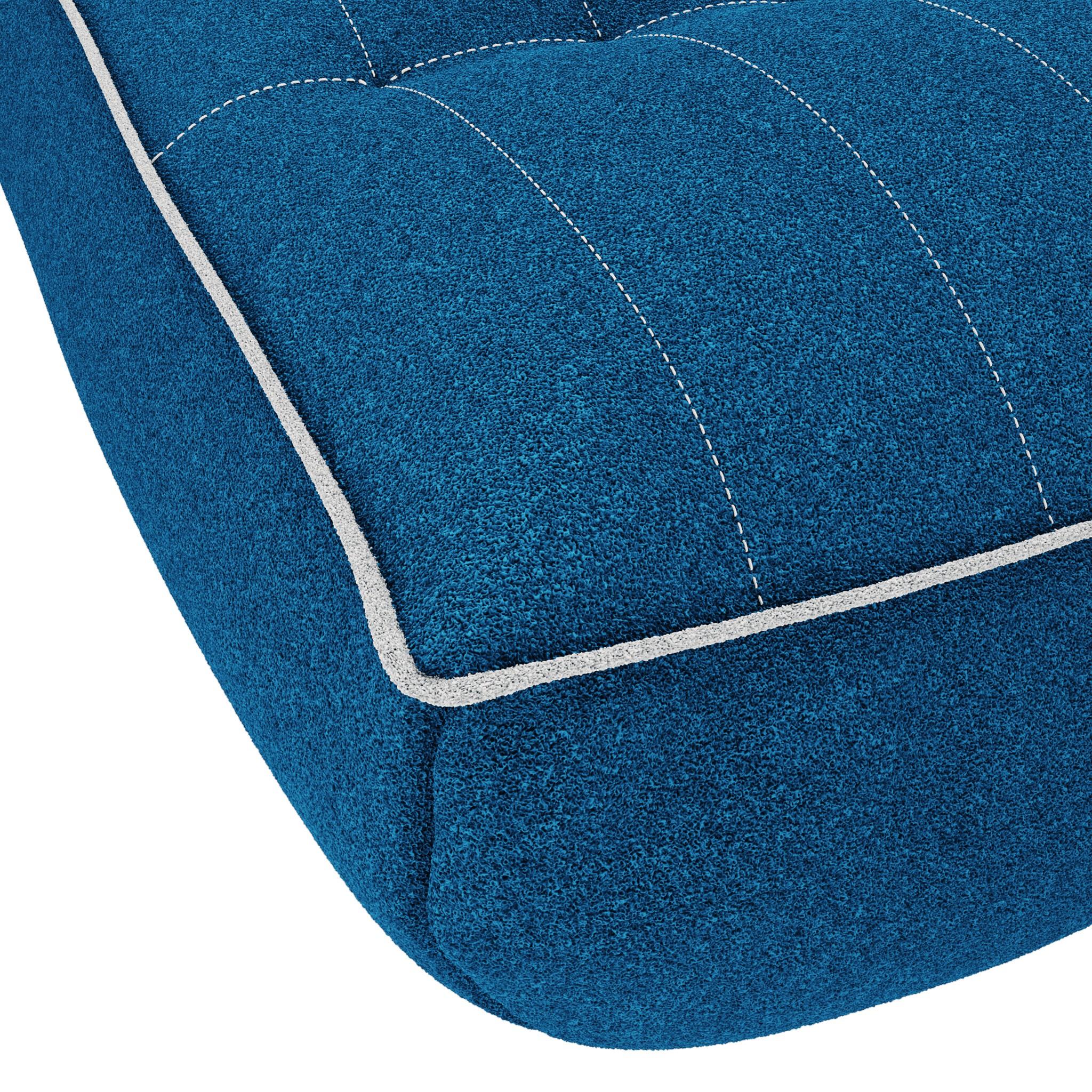 Modernes Outdoor-Sofa Klappbares Daybed gepolstert Blau Bouclé Weiß Details im Zustand „Neu“ im Angebot in Porto, PT