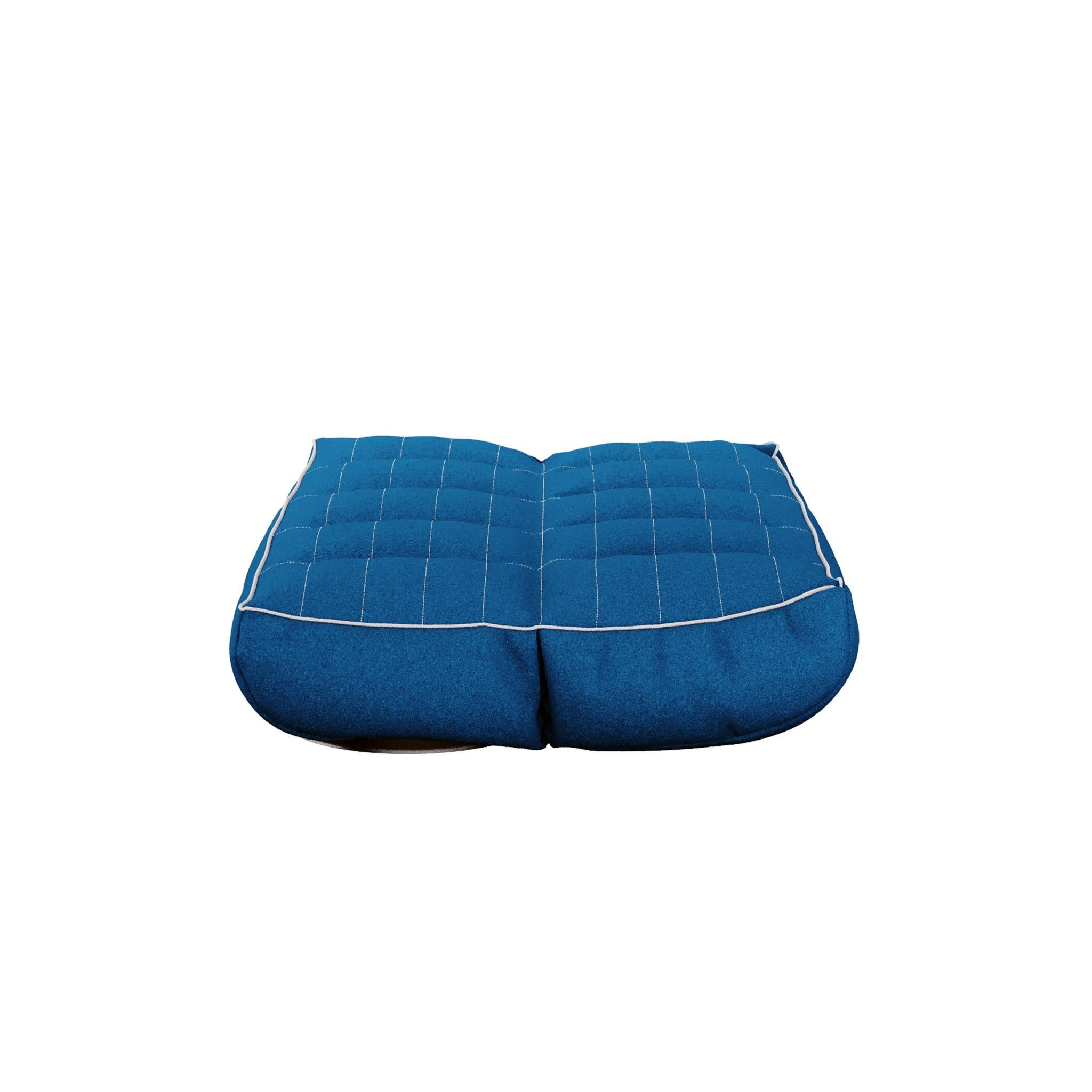Contemporary Modern Outdoor Sofa Folding Daybed Upholstered Blue Bouclé White Details For Sale