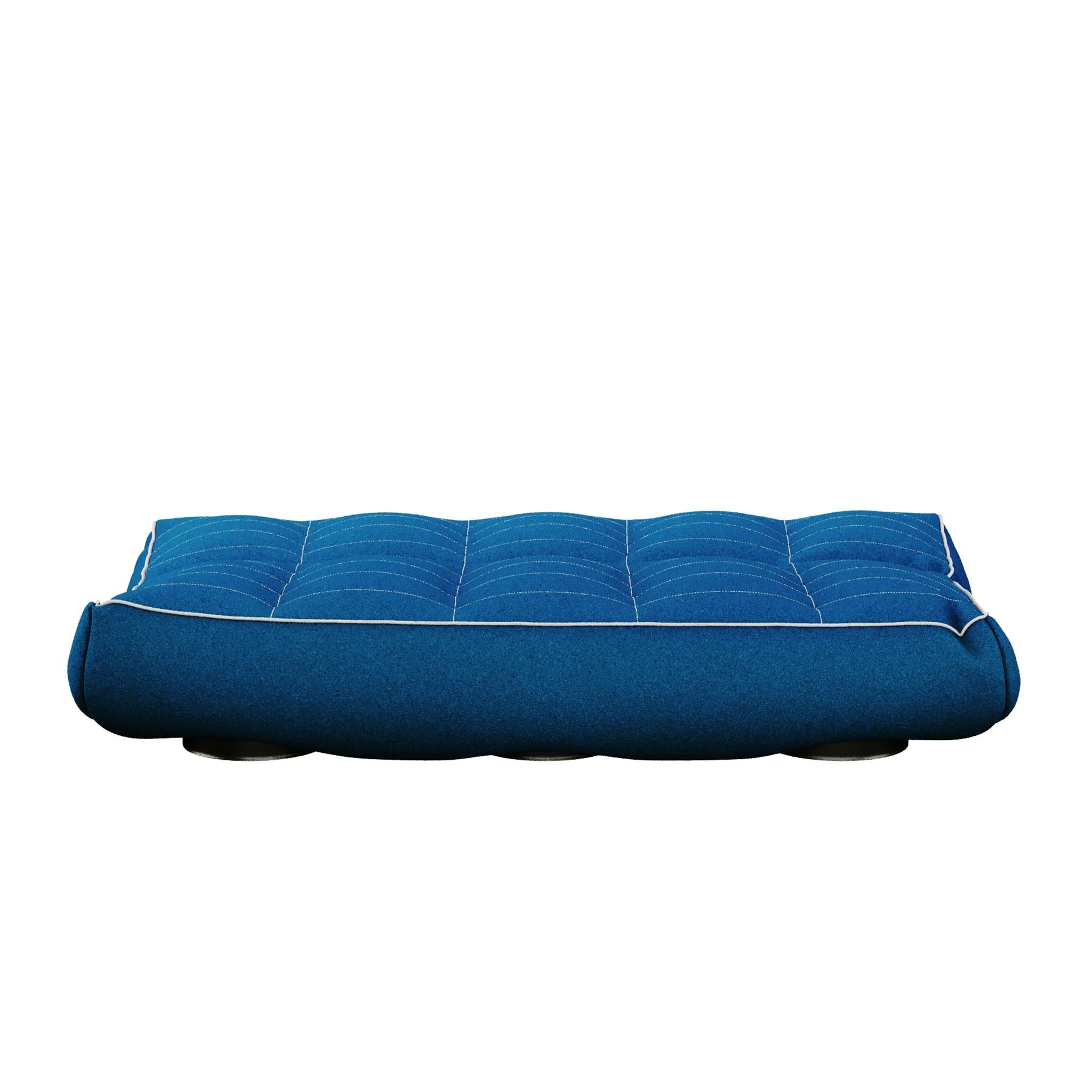 Modernes Outdoor-Sofa Klappbares Daybed gepolstert Blau Bouclé Weiß Details (Stoff) im Angebot