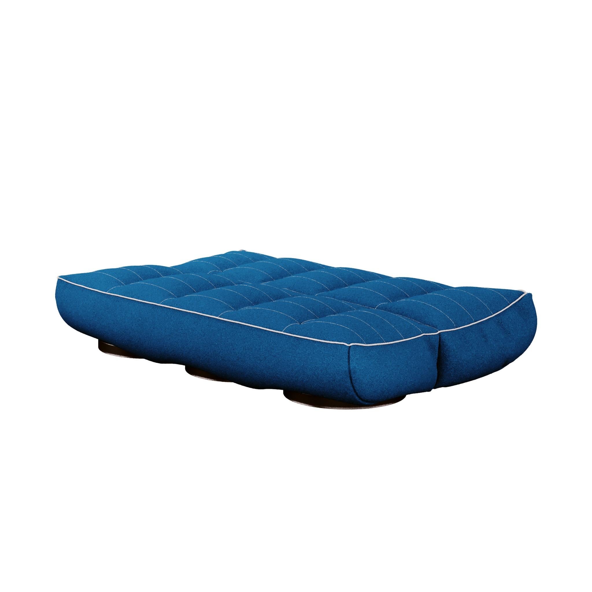 Modernes Outdoor-Sofa Klappbares Daybed gepolstert Blau Bouclé Weiß Details im Angebot 1