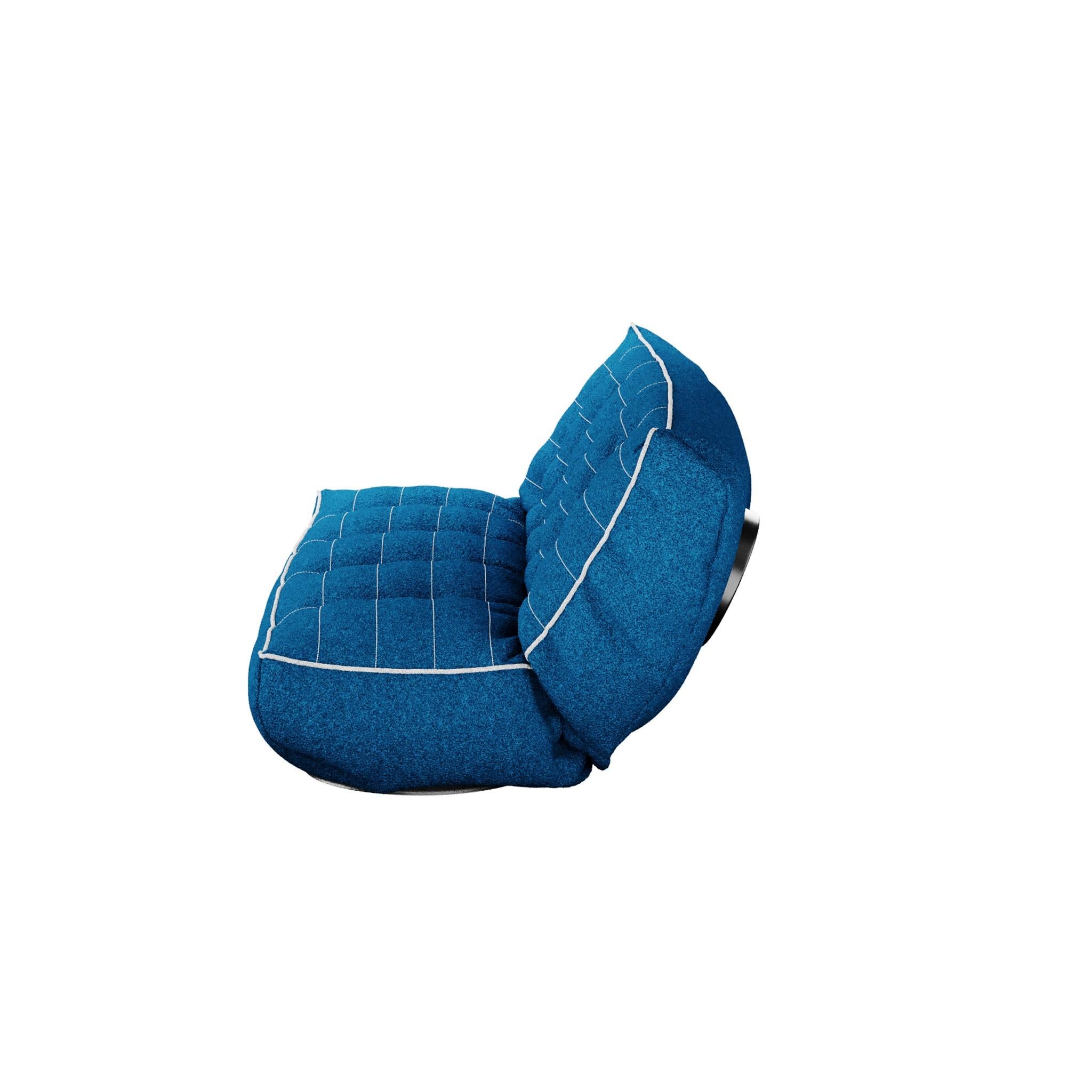 Modern Outdoor Sofa Folding Daybed Upholstered Blue Bouclé White Details For Sale 2