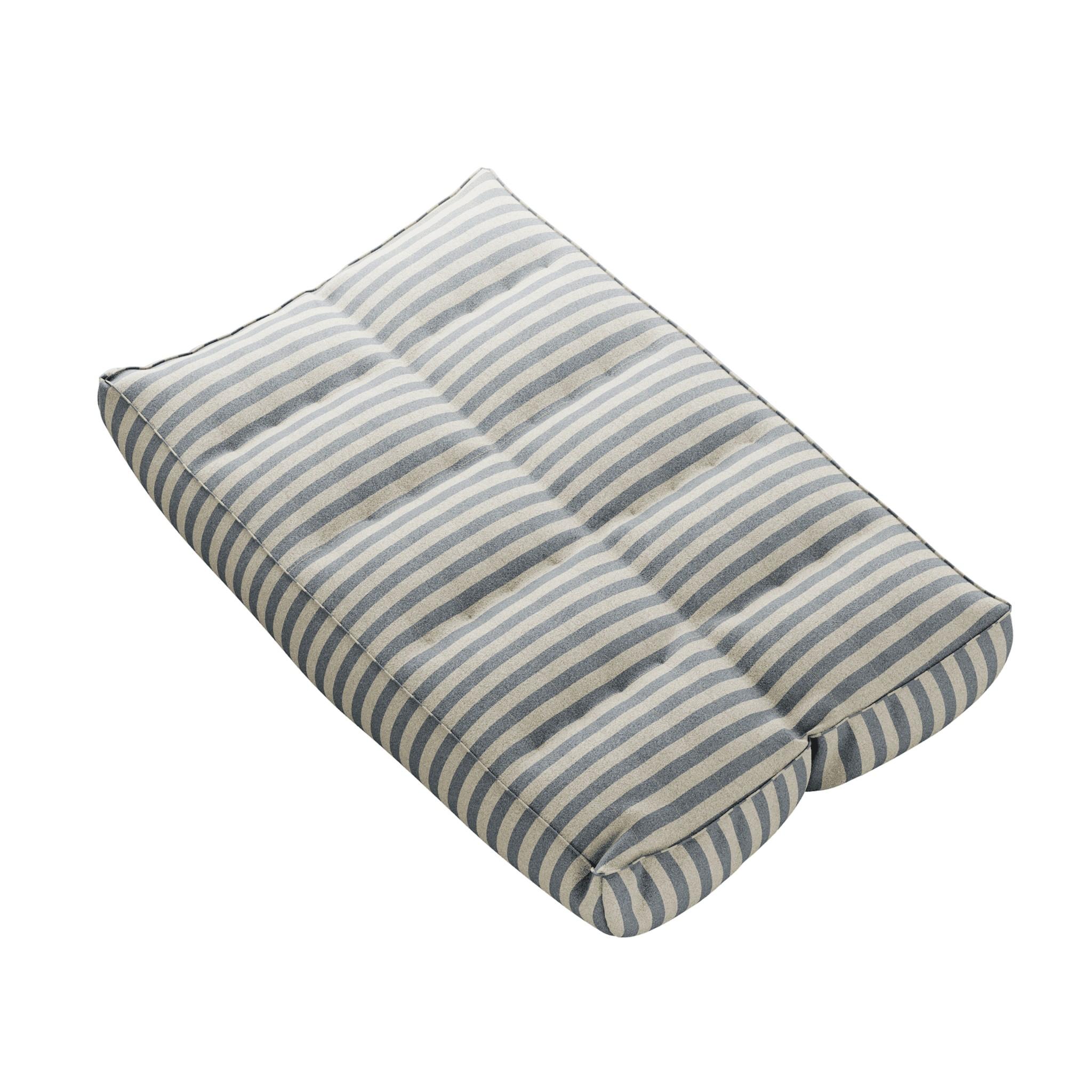 Contemporary Modern Outdoor Sofa Folding Daybed Upholstered in Outdoor Blue Striped Fabric For Sale
