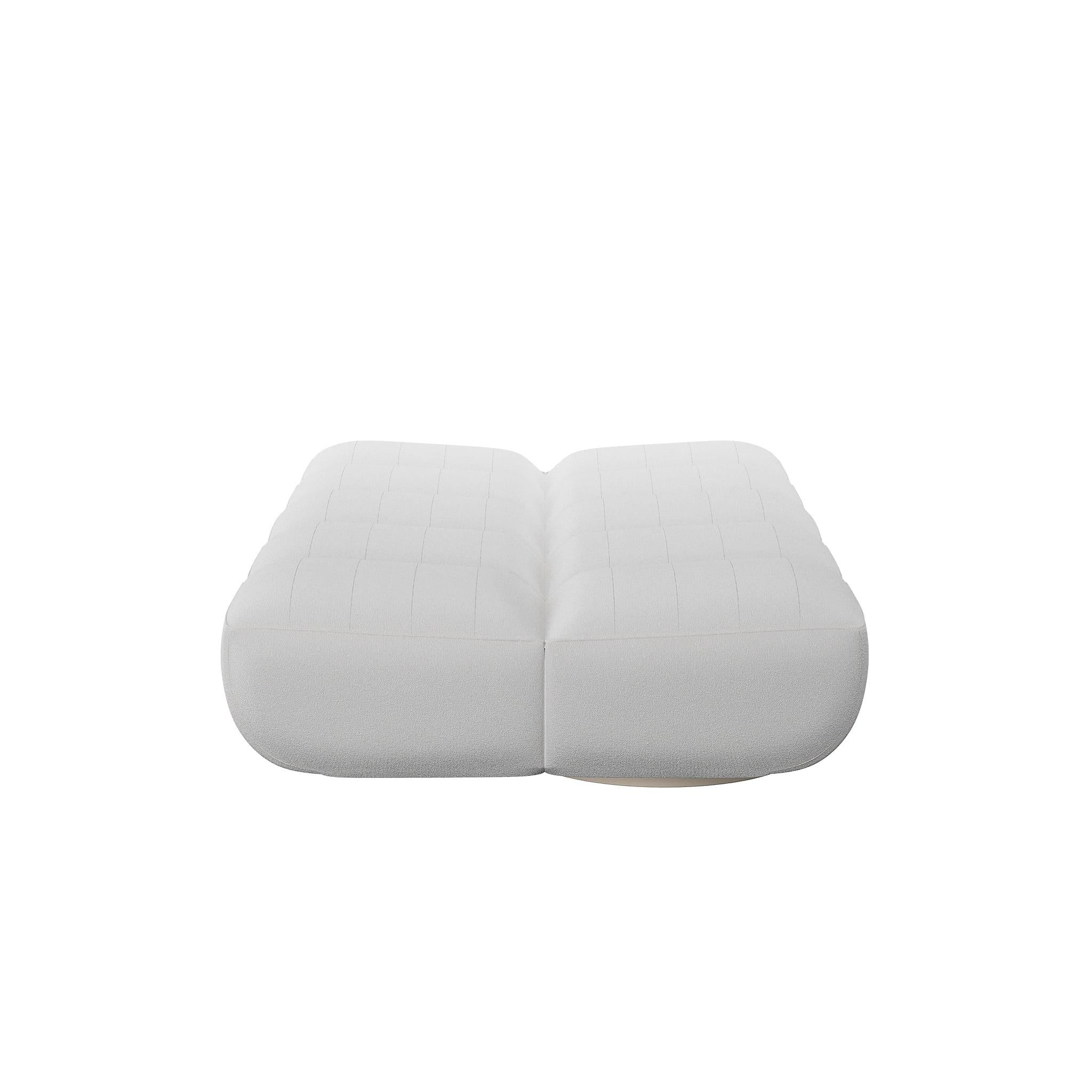 Canapé d'extérieur pliant blanc tapissé de tissu d'extérieur sable en vente 3