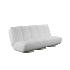 Modern Outdoor Sofa Folding White Daybed Upholstered in Sand Outdoor Fabric