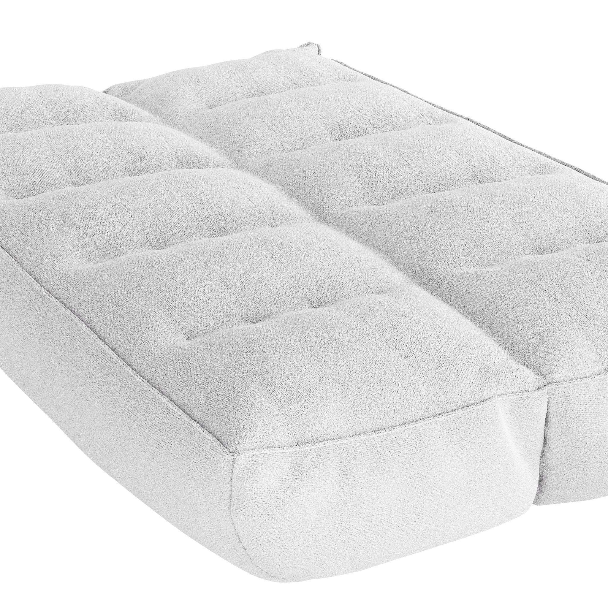 Contemporary Modern Outdoor Sofa Folding White Daybed Upholstered in Sand Outdoor Fabric For Sale