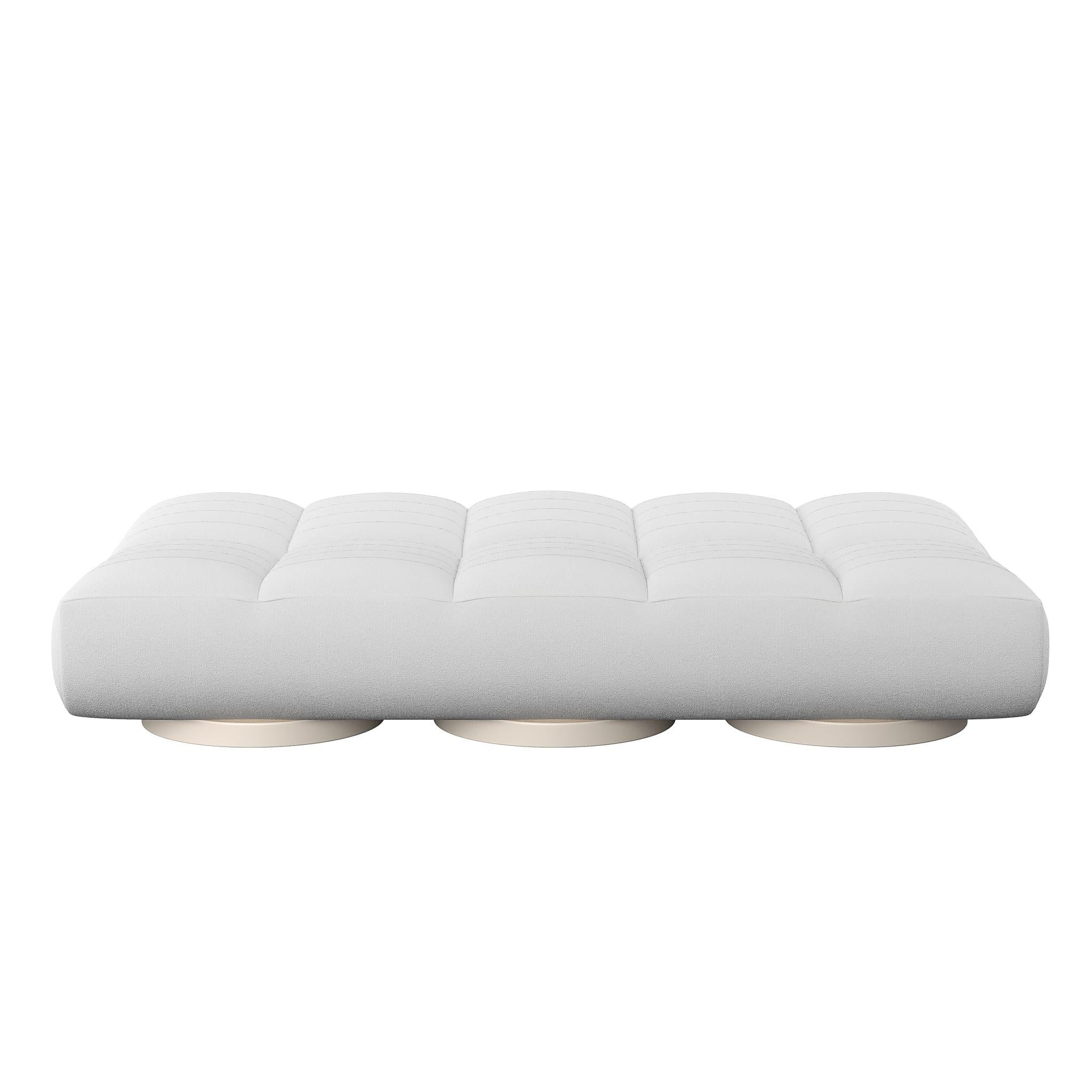 Canapé d'extérieur pliant blanc tapissé de tissu d'extérieur sable en vente 1