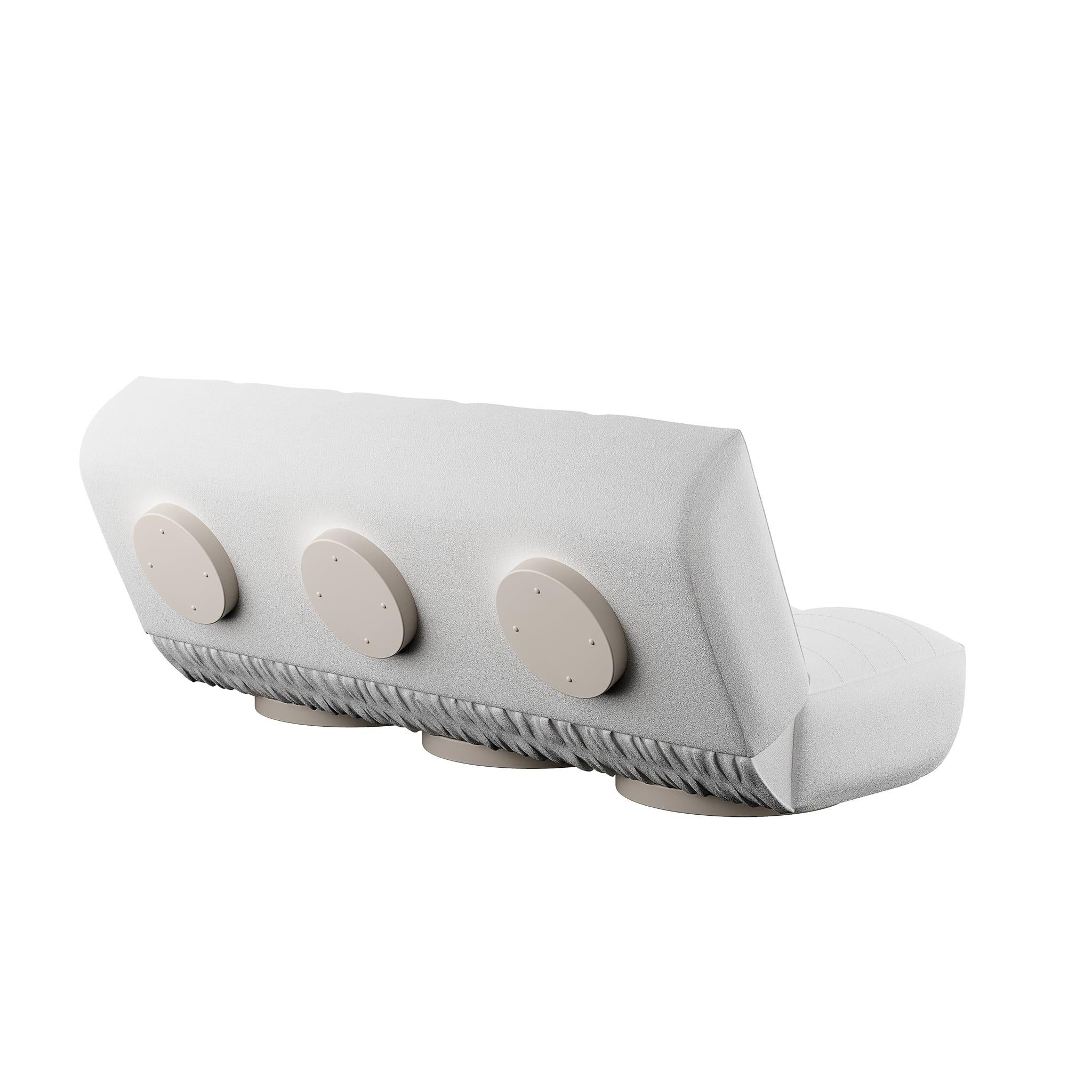 Canapé d'extérieur pliant blanc tapissé de tissu d'extérieur sable en vente 2