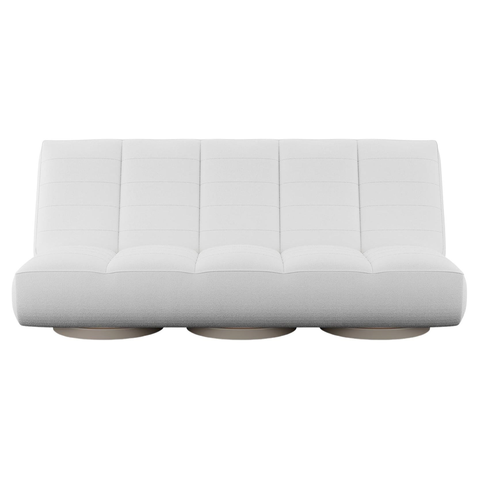 Modern Outdoor Sofa Folding White Daybed Upholstered in Sand Outdoor Fabric