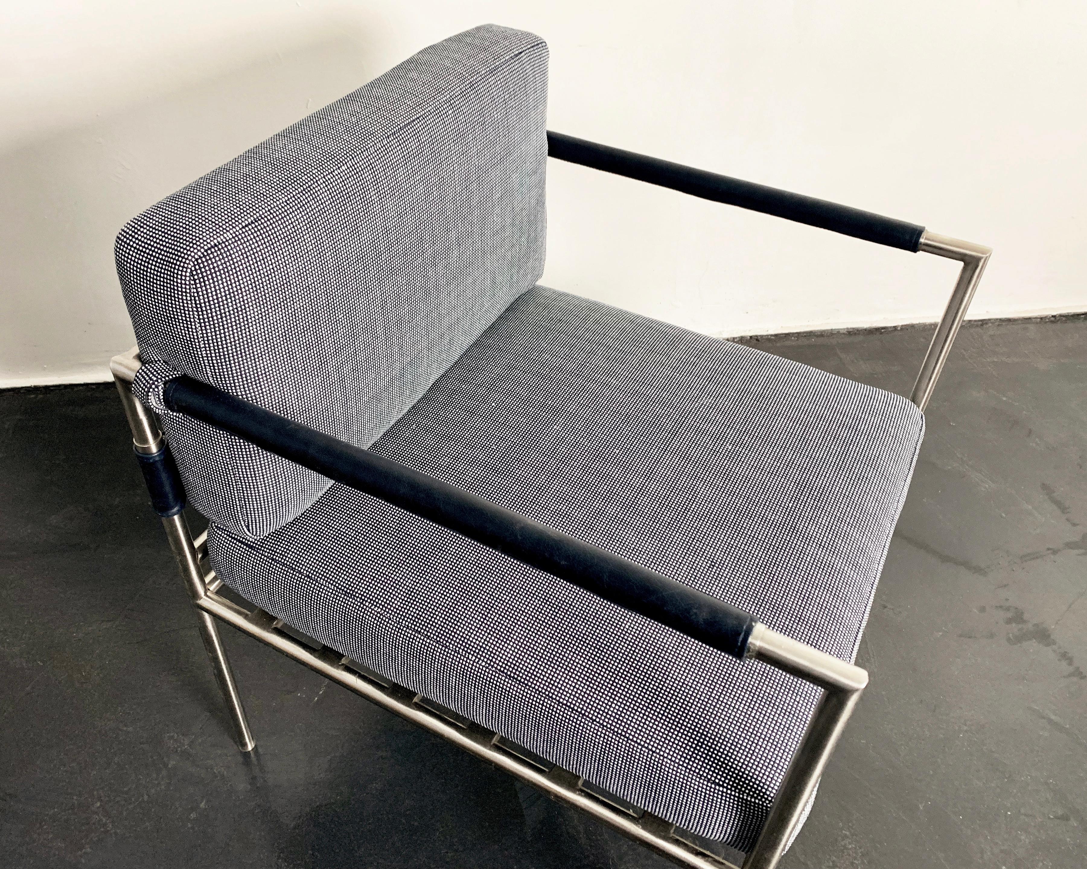 Modern Outdoor Upholstered Steel Lounge Armchair from Costantini, Rinaldo In New Condition For Sale In New York, NY