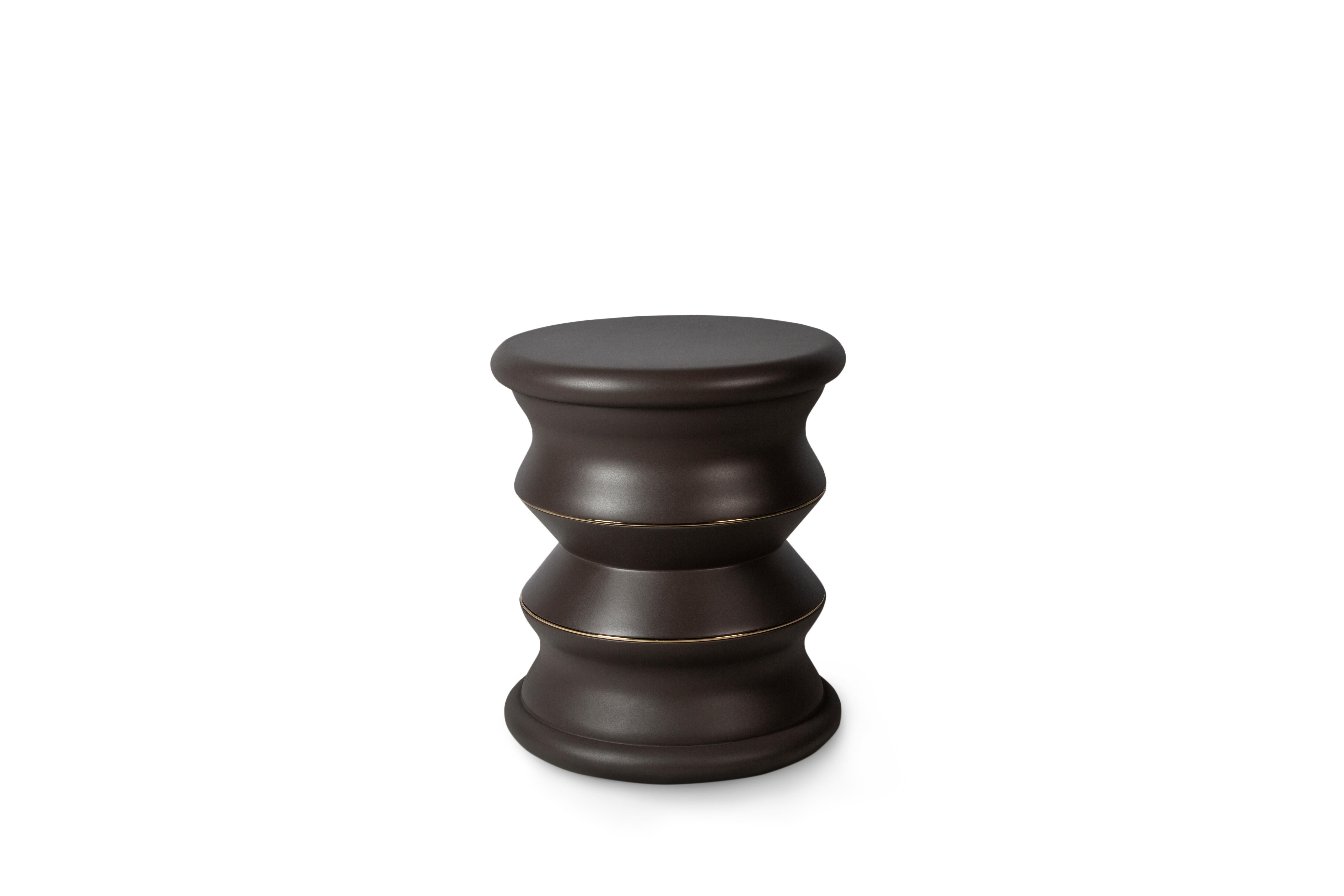 Portuguese Modern and Customizable Outdoor Stool Lacquered With Metallic Details  For Sale
