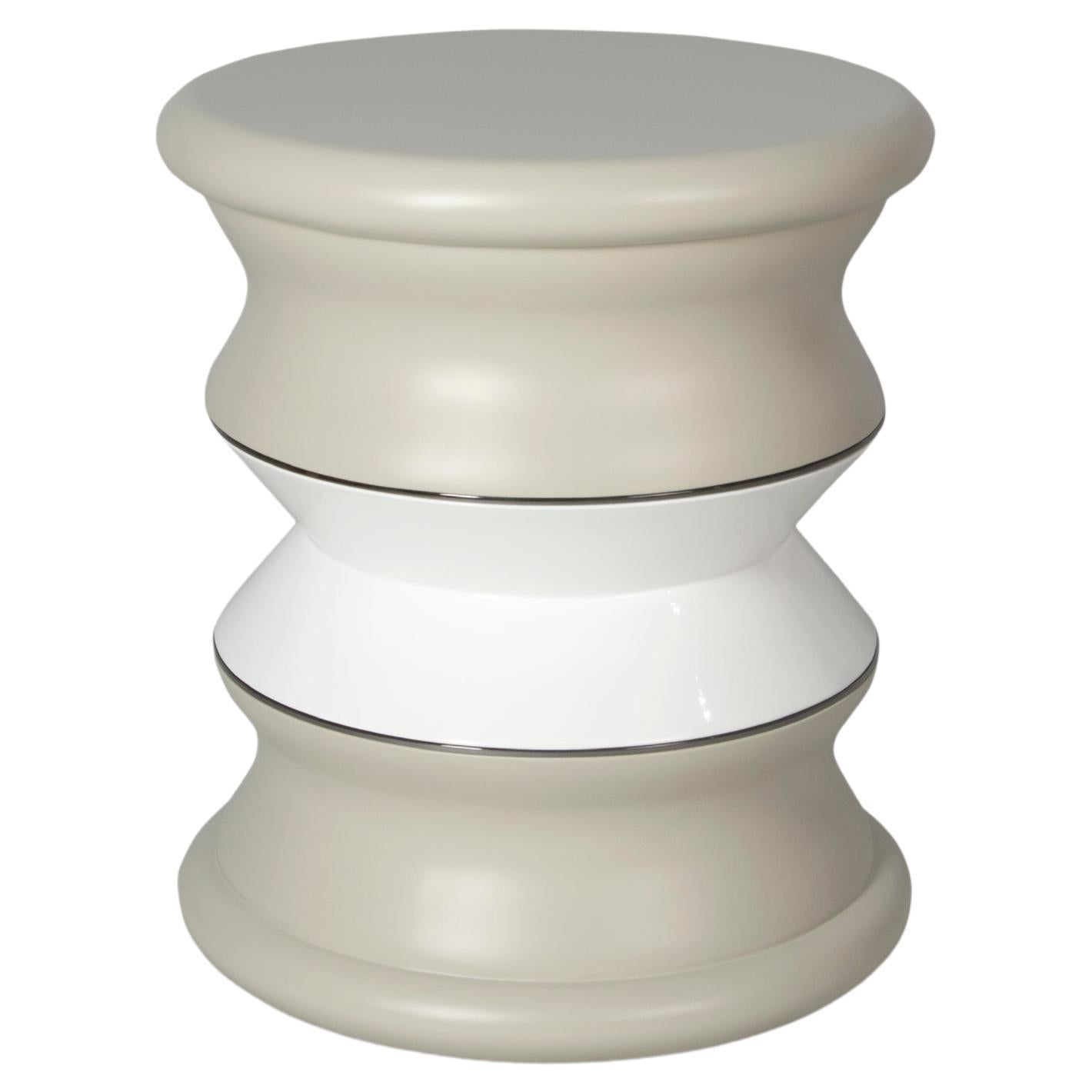 Modern and Customizable Outdoor Stool Lacquered With Metallic Details  For Sale