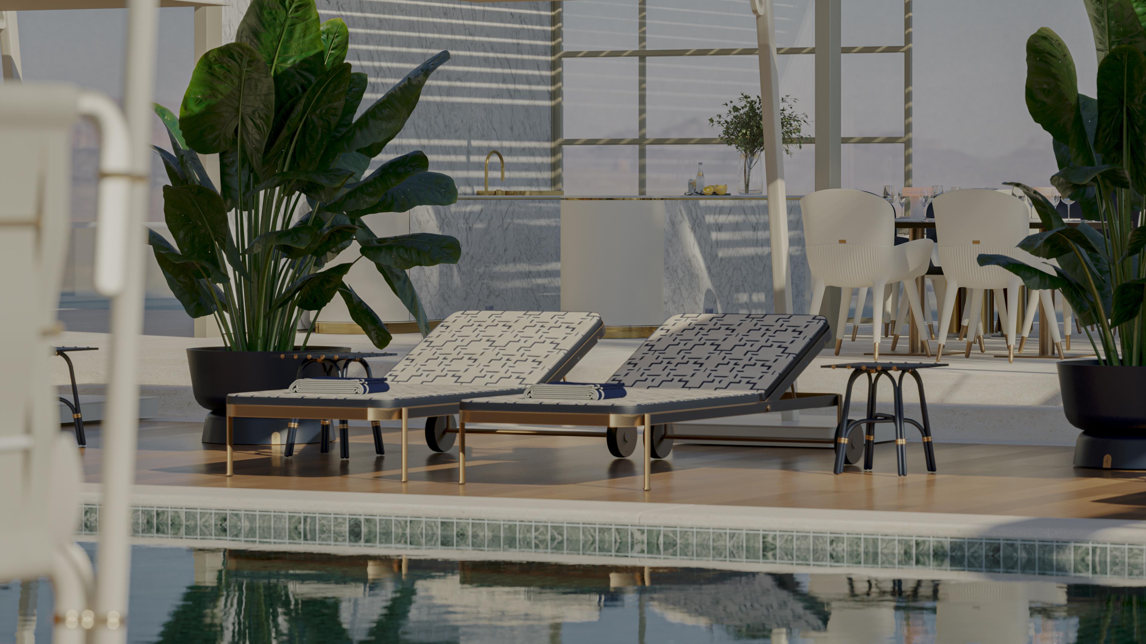 Elegante sofá-cama de exterior con diseño dorado Acero inoxidable en venta