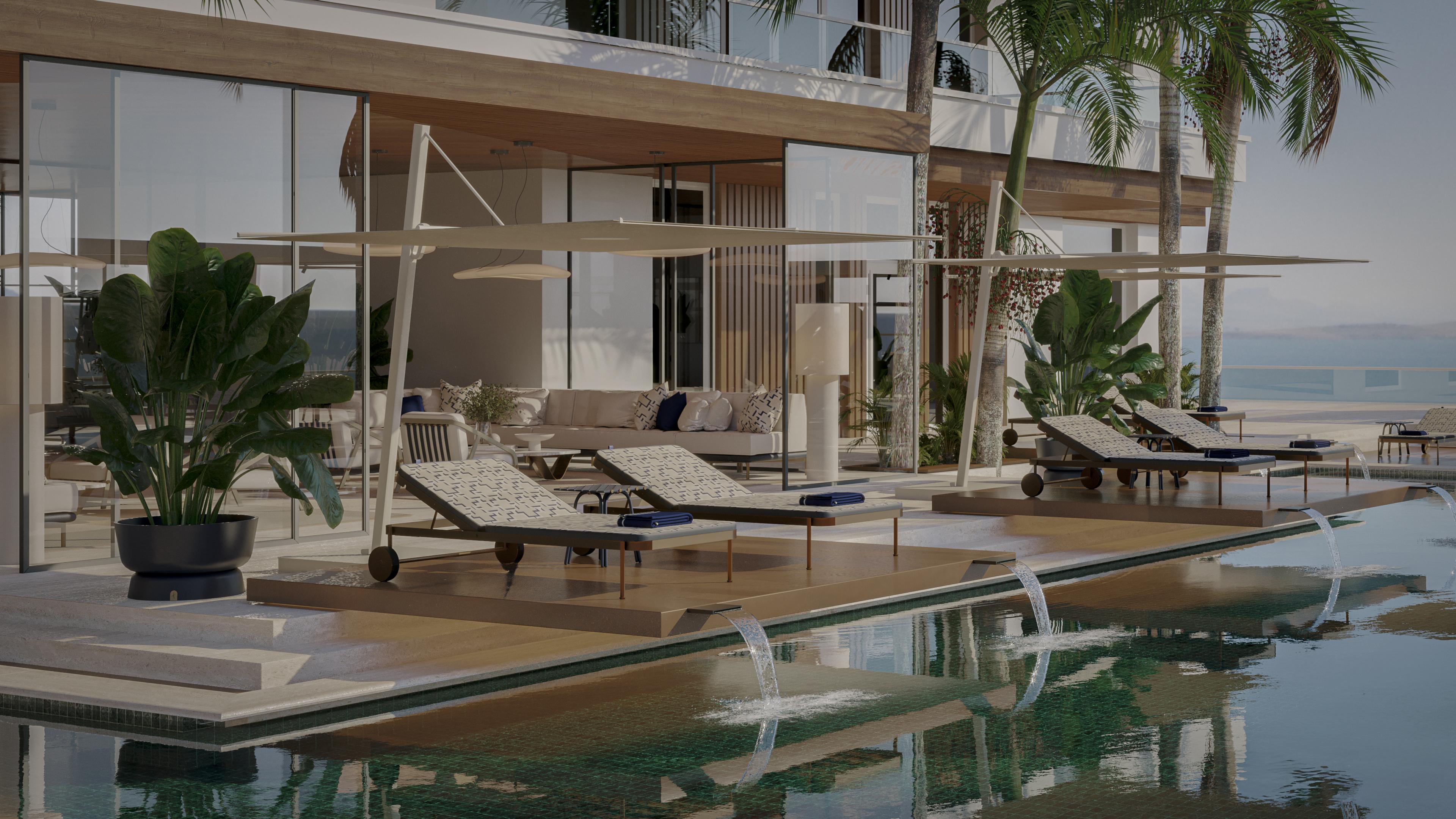Elegante sofá-cama de exterior con diseño dorado en venta 1