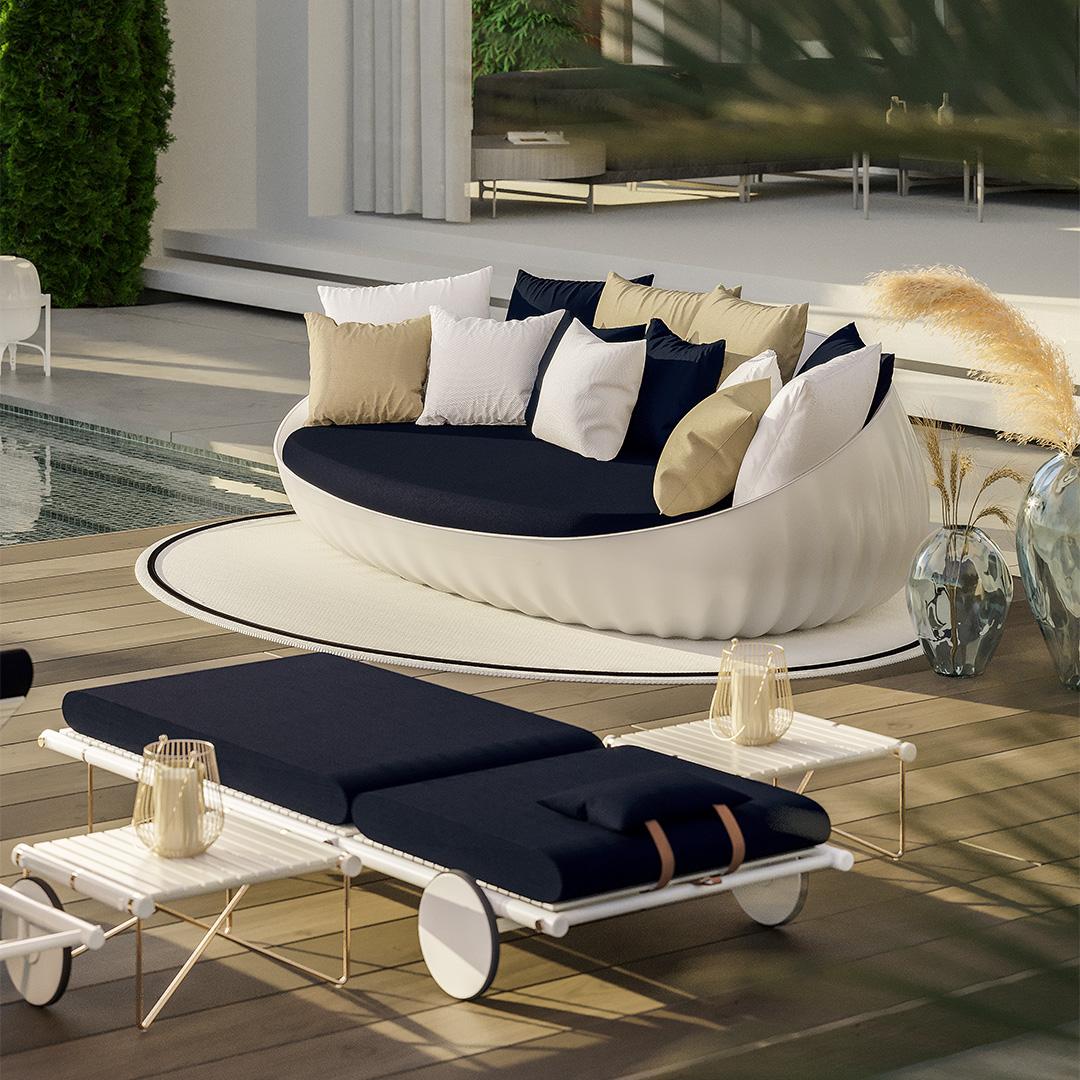 Bain de soleil d'extérieur noir en tissu imperméable avec roues en vente 4