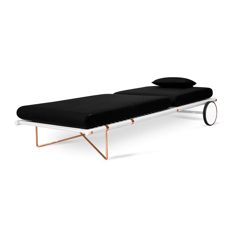 Black Outdoor Sunbed with Plated Legs For Sale at 1stDibs