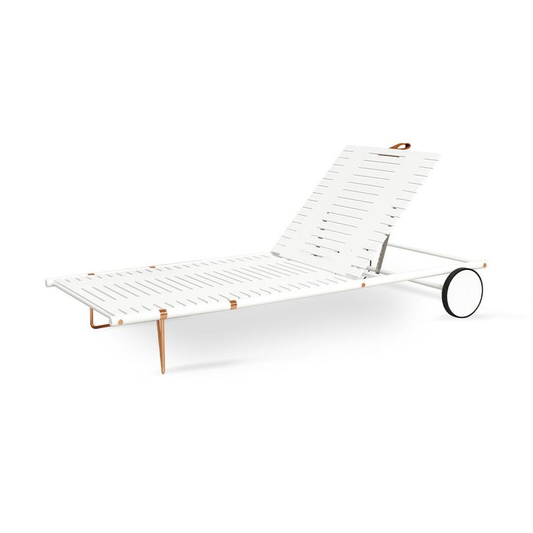 Black Outdoor Sunbed with Plated Legs For Sale at 1stDibs