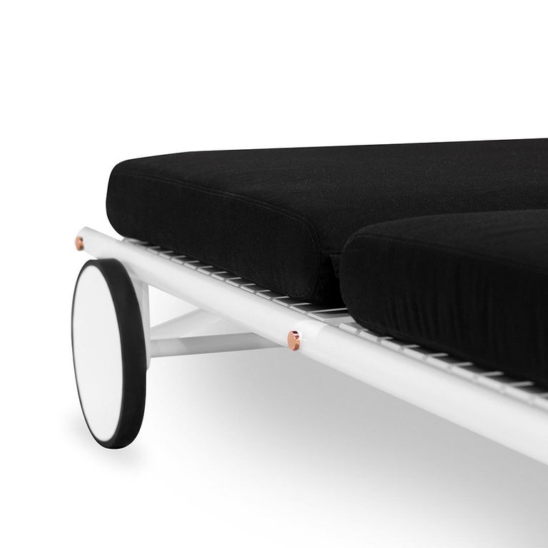 Black Outdoor Sunbed with Plated Legs For Sale at 1stDibs