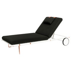 Black Outdoor Sunbed with Plated Legs