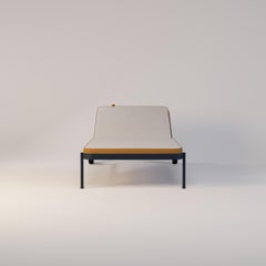 Modern Garden Sunbed with Lacquered Finish and Leather Accents